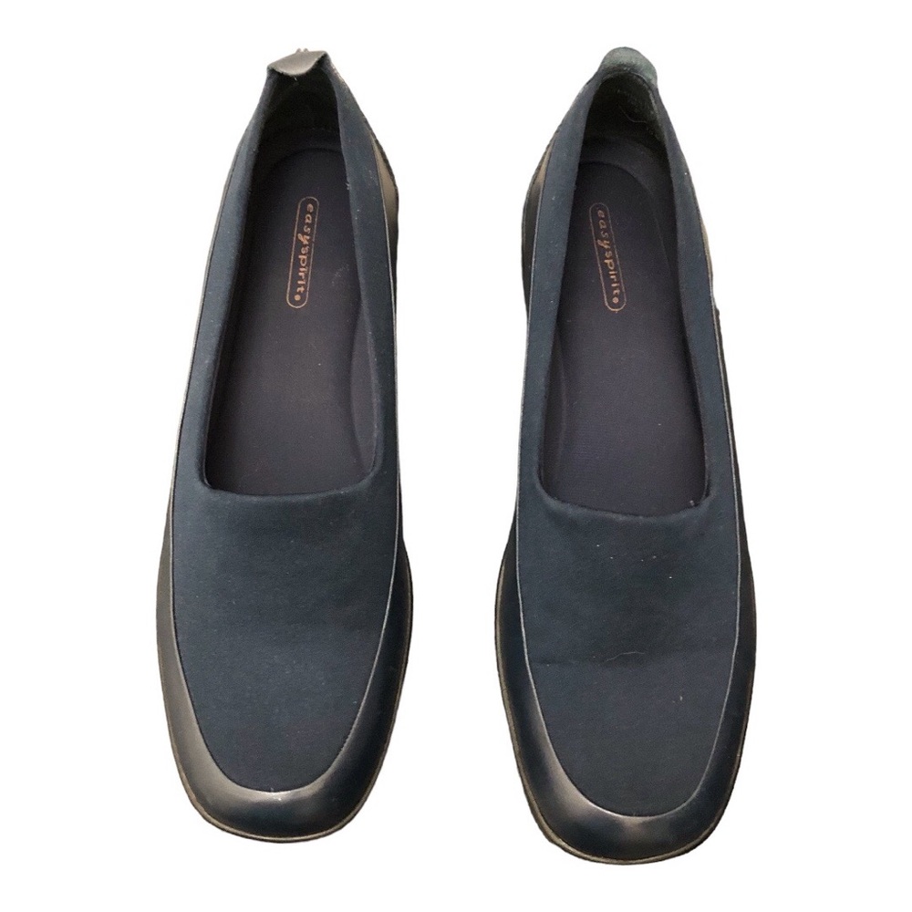 Easy Spirit Leather Round Toe 2.5" Heel Slip-On Shoes Women's Size 10M Navy Blue